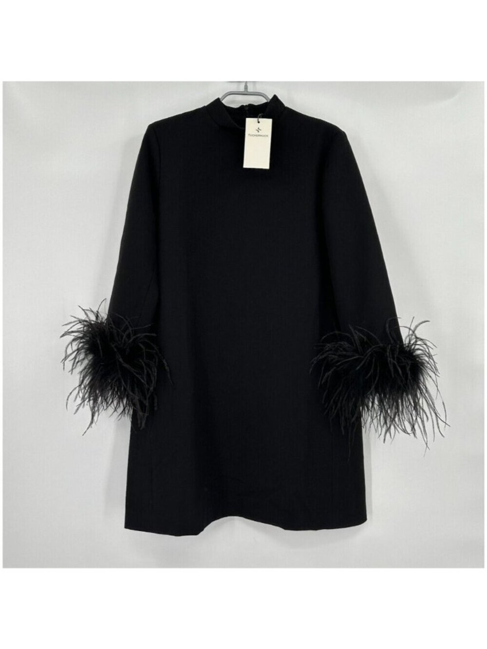 Tuckernuck Black Mod Ellie Dress sz M Medium NWT Long Sleeve Feather Wrist Shift